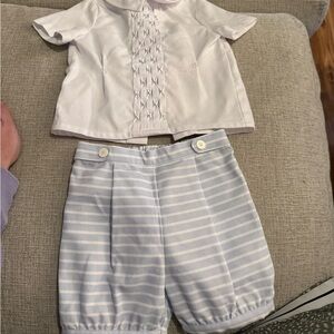 White and Blue Baby Outfit
